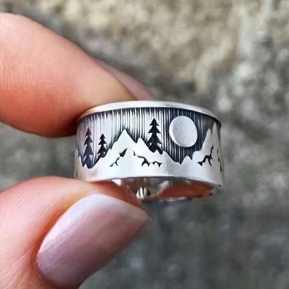 Boho Landscape / Nature and Moon Ring Funky and Chunky #752 - Picture 3 of 7